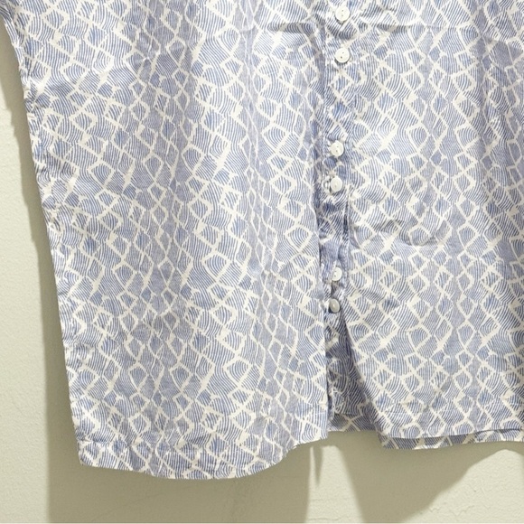 CAROLL PARIS Women’s Blue White Geometric Print Button Up Cotton Top Size XS - Picture 2 of 5
